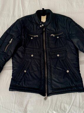 Vintage Diesel Rising Sun Multipocket Moto Jacket – Men's Large – Black Y2K